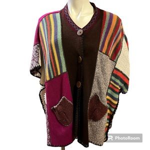 Mario Hernandez multicolor patchwork cardigan poncho